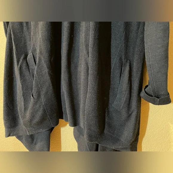 Theory Midnight Blue Women's Draped Cardigan with Pockets - Picture 7 of 8